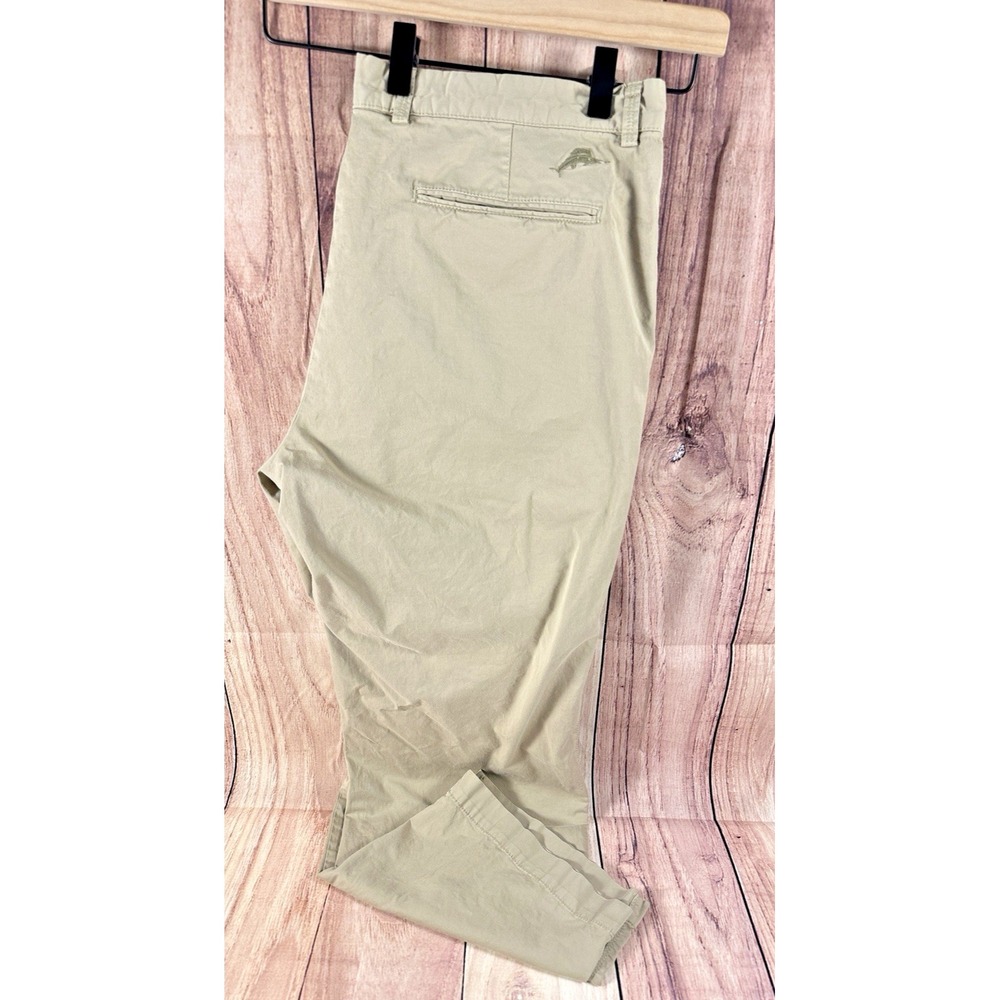 Tommy Bahama‎ Men's Kahki Pants Beige Cotton Chino Flat Front Stretch 36W x 29L